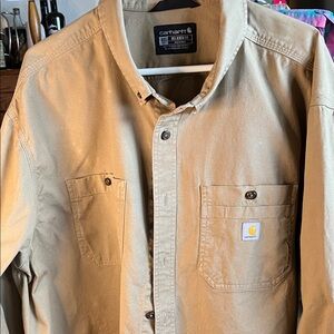 Carhartt Khaki Work Shirt long sleeve heavy